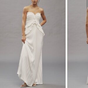 Elegant White Strapless Evening Gown